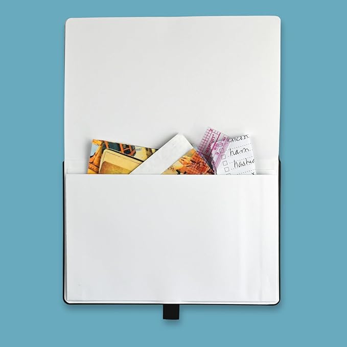 RICCO BELLO Hardcover Dot Grid Journal Notebook, Lay Flat Design, Pen Holder, 5.7 x 8.4 inches, Thick 160 gsm Paper, 80 sheets/160 pages (Black Moon Stars)