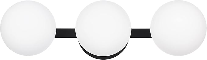 Bathroom Vanity Light Fixtures, Modern 3 Lights Globe Wall Sconce Lighting Matte Black, Porch Wall Mount Light Fixture for Bathroom, Mirror Cabinets Hallway Stairs (Matte Black, 3-Light)