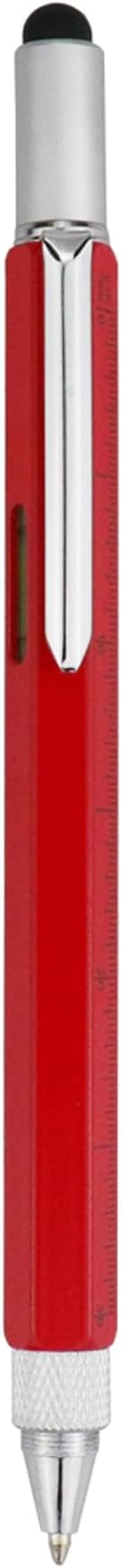 HeTaoCat Gifts Multi Tech Tool - 6 in 1 Stylus Pen with Screwdriver, Ruler, Level Gauge, Ballpoint Pen (Black Ink, Red)