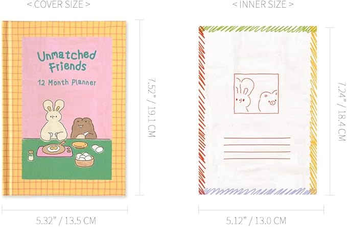 Monolike Hardcover Unmatched Friends Diary, 01. Yellow - Academic Planner Weekly & Monthly Planner