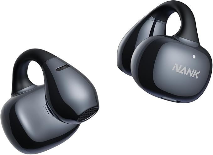 NANK Ultra Clip On Earbuds, Wireless Bluetooth 5.4 Wireless Open Ear Clip-on Headphones, Adaptive Comfort & Secure Fit, AI Noise Cancelling Calls, 24H Playtime, IPX5 Waterproof for Workdays Sports