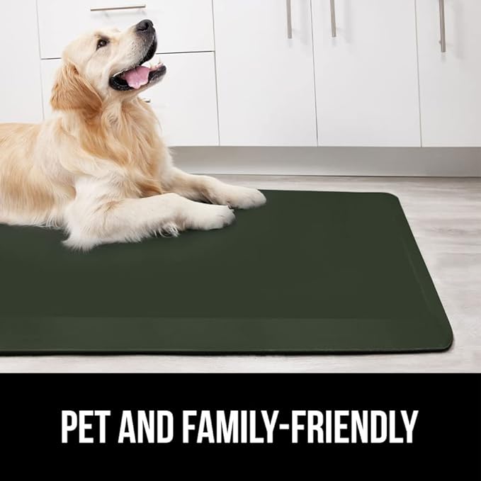 GORILLA GRIP Comfortable Cushioned Kitchen Mats for Floor, Waterproof and Stain Resistant Soft Top, 3/4 Inch Thick Ergonomic Standing Desk Anti Fatigue Mat, Foam Supports Feet, 17x24, Hunter Green