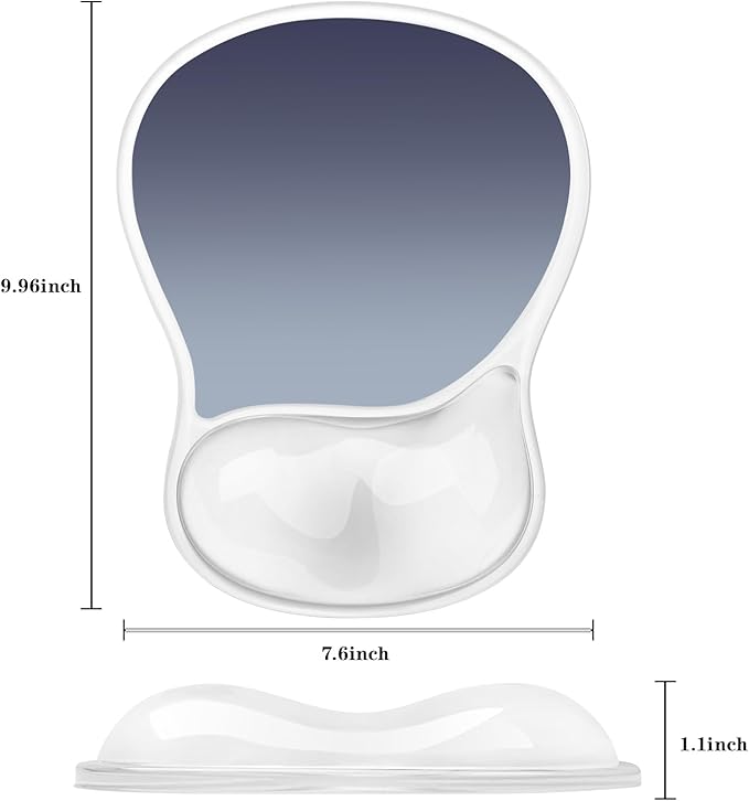 Mouse Pad with Wrist Rest,Ergonomic Mouse Pad with Comfortable Gel Wrist Rest Support and Non-Slip PU Base for Easy Typing Pain Relief, Durable and Washable (Transparent Black Gradient)