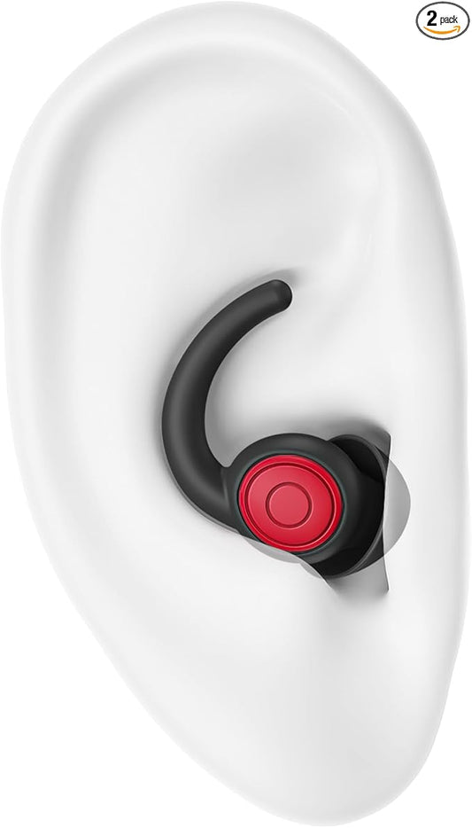 Ear Plugs for Sleeping Noise Cancelling Silicone Earplugs Noise Reduction, 2 Pairs Ear Plugs for Sleeping Reusable Noise Sound Blocking Earplugs for Sleep,Snoring,Concerts,Focus,Flight (red)