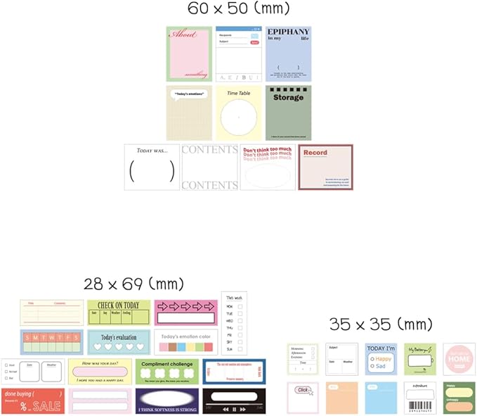 Monolike Today's Record Sticker Pack (102Pcs) - Variety Pack, Journal, Scrapbook, Waterproof, Fancy Sticker