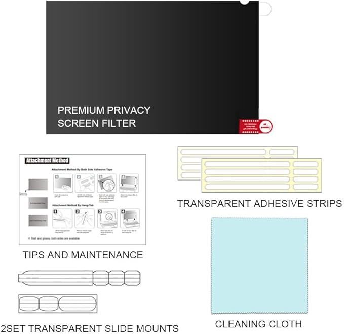 22 Inch - 16:10 Aspect Ratio - Computer Privacy Screen Filter for Widescreen Monitor - Anti-Glare - Anti-Scratch Protector Film - Protects Your Eyes from Harmful Glare and Blue Light