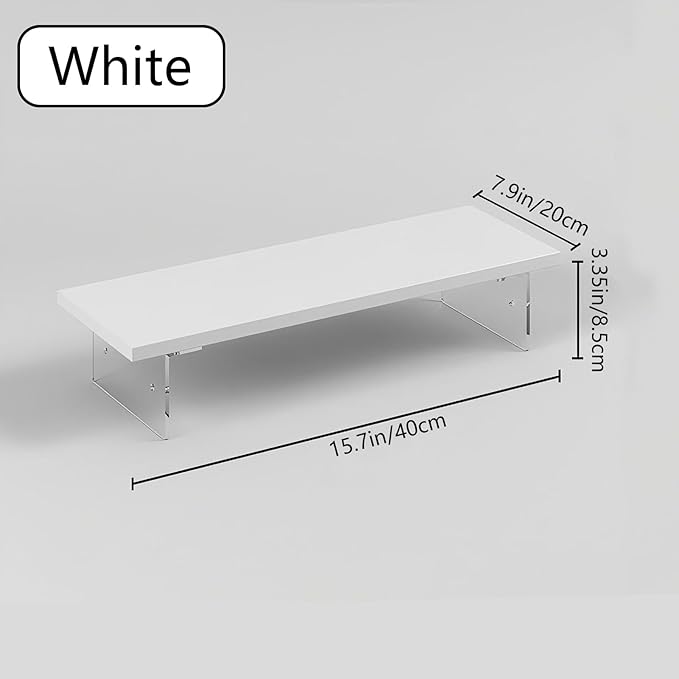 Anti-slip Monitor Stand Riser 2.16/3.34 Inch 2 Height Adjustments Clear Acrylic Stand with Clear Anti-slip Mat, Desk Accessories Screen/PC/Printer/Laptop/Mirror Riser 7.8 x 15.7 Inch (White)