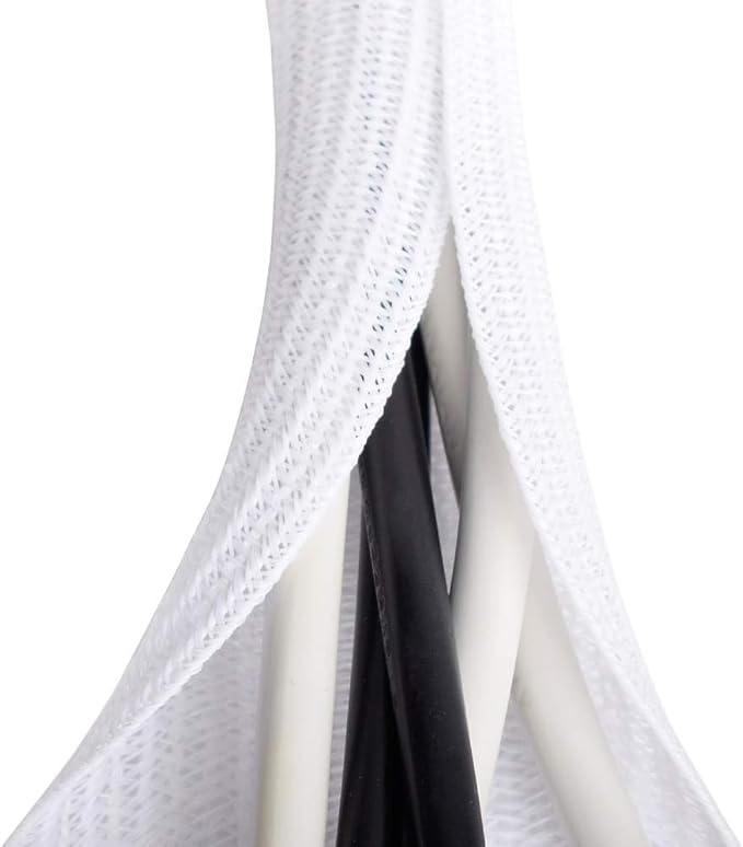 2 Pack 5ft - 1 inch White Cable Sleeve, Cable Organizer for Desk PC TV Computer, Wire Protector Cable Wrap Cover, Cord Management for Home Office