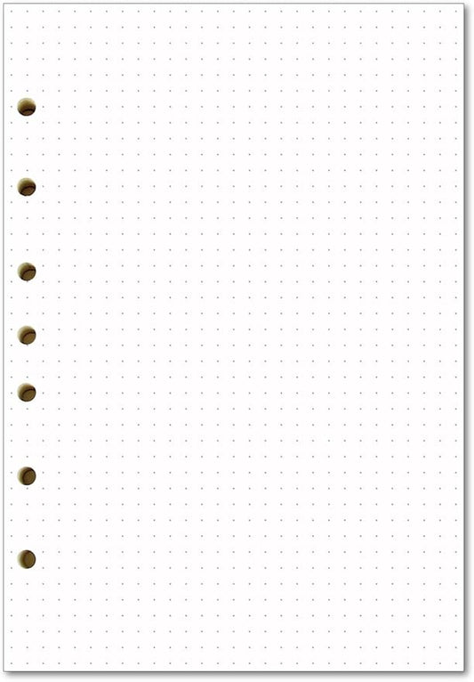 Dotted Filler Paper Pack of 100 Sheets, 7 Hole Punched Planner Refills 5 1/2 x 8 1/2 Inches, Fit 3 or 7 Ring Mini Binders