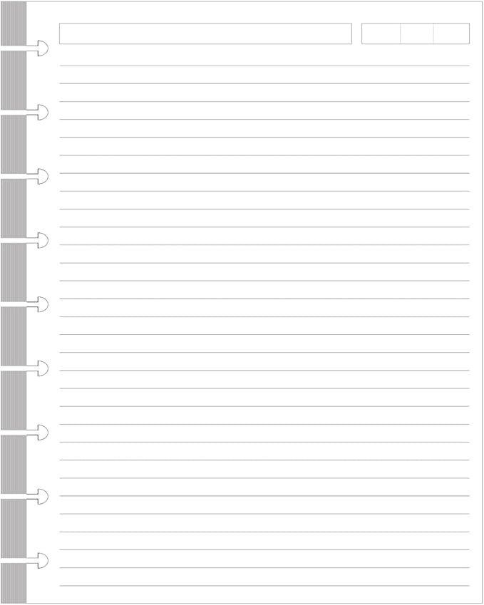 ZGMJ Classic Size Discbound Lined Refill Paper, 9-Disc Discbound Pre-punched Happy Planner Inserts, 100Sheets/200Pages Loose-Leaf Paper, 100gsm White Paper, 7x9.25 in