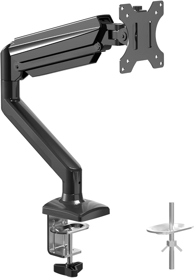 suptek Single Monitor Arm Mount for 13-32 inch, Adjustable Gas Spring Monitor Arm Desk Mount Stand for 4.4-19.8lbs, with VESA Mount 75x75/100x100mm