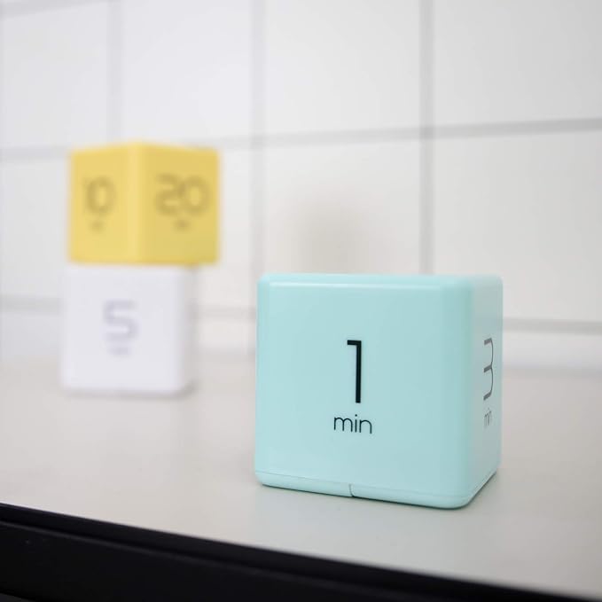 mooas Cube Timer (Mint), Flip Timer Productivity Timer, Time Management, Block Timer Kids Cube Timer Kitchen Timer Desk Timer for Studying Workout Classroom 1, 3, 5, 10 min Timer Setting