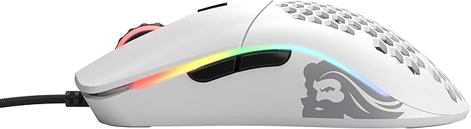 Glorious Model O- (Minus) Compact Wired Gaming Mouse - 58g Superlight Honeycomb Design, RGB, Pixart 3360 Sensor, Ambidextrous, Omron Switches - Matte White