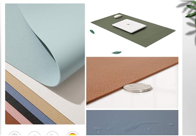 KINGFOM Desk Pad Office Desktop Protecter, PU Leather Desk Mat Blotters Organizer with Comfortable Writing Surface (23.6" x 11.8", Beige)