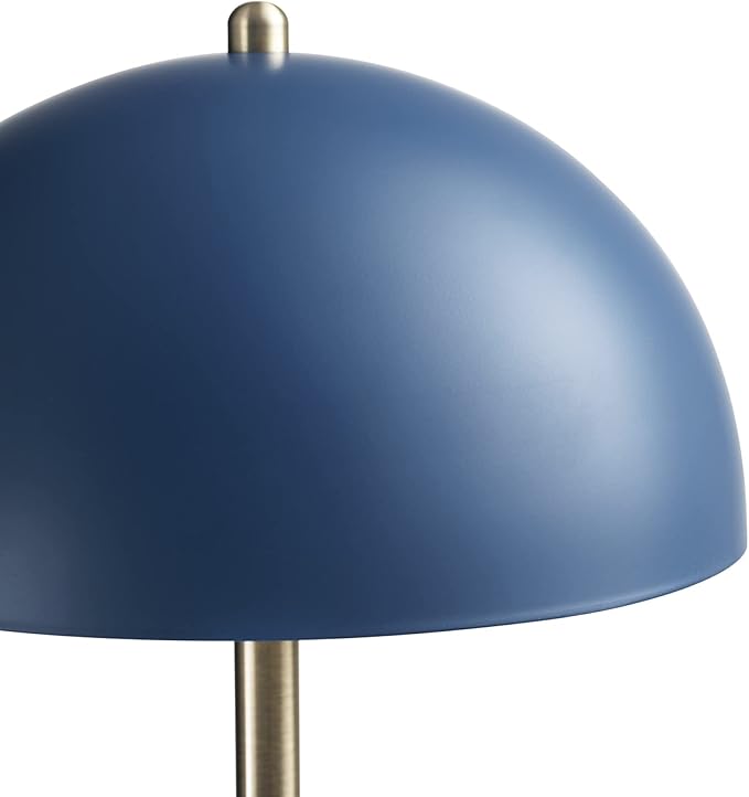 GLOBE Electric 52942 15" Blue Desk Lamp with Brass Accents, in-Line On/Off Rocker Switch, Ideal for Bedroom, Office Decor, Home Essentials, Reading Light, LED Bulb Compatible