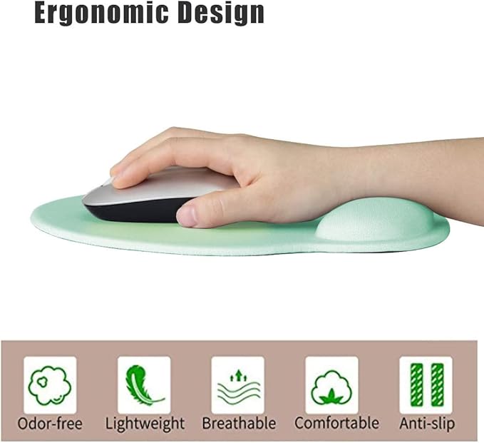 RICHEN Ergonomic Mouse Pad with Wrist Support,Non-Slip Rubber Base for Computer Laptop & Mac,Lightweight Rest for Home,Office & Travel (WRMP-30)