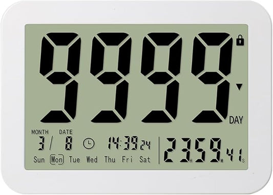 FCXJTU Digital Countdown Days Timer Clock- 9999 Days Count Down Days Timer with Stand Strong Magnetic Back for Retirement Wedding Vacation Christmas New Baby Classroom Lab Kitchen Cooking (9999Day)