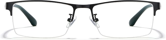 Cyxus Blue Light Blocking Computer Glasses for Men Semi Rim Glasses Crystal Lens UV Blocking Gaming Eyeglasses Black Frame