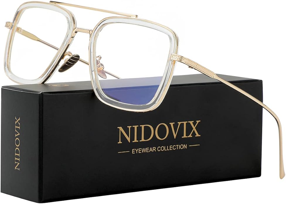 Tony Stark Style Blue Light Blocking Glasses for Men Women, Iron Man and Spider-Man Computer Gaming Glasses