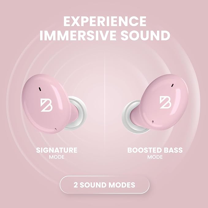 Back Bay Audio Tempo 30 Wireless Earbuds for Small Ears - Award-Winning Sound, Sweatproof Bluetooth Earbuds, Comfortable Ear Buds for Women, Pink Earphones Small Ear Canals, Long Battery Headphones