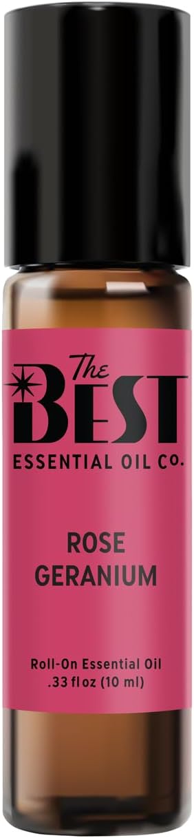 The Best Rose Geranium Essential Oil Roll-On- Premium Grade- Pre-Diluted in Coconut Oil- Ready to Use- 10 ml (.33 fl oz)