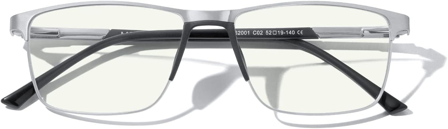 MERRY'S Fashion Blue Light Blocking Glasses - Reading Glasses Metal Frame Spring Hinge Readers for Men Eyeglasses