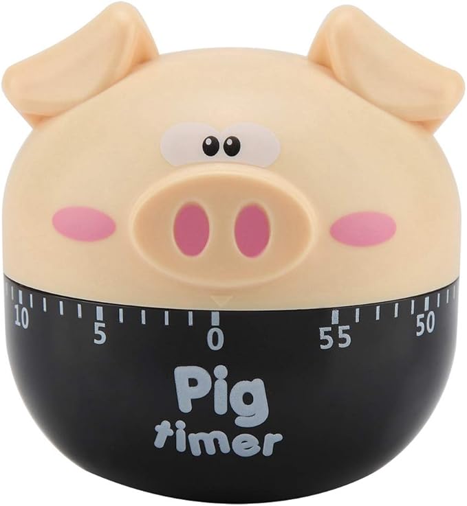 Cute Cartoon Pig Kitchen Timer Mechanical Timers Counters for Cooking Timing Tool Alarm Clock Portable Alarm Clock Kitchen Cooking Tool(Khaki)