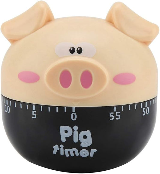 Cute Cartoon Pig Kitchen Timer Mechanical Timers Counters for Cooking Timing Tool Alarm Clock Portable Alarm Clock Kitchen Cooking Tool(Khaki)