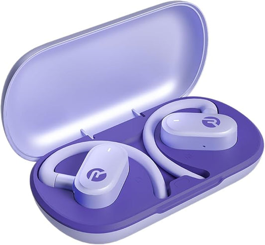 Raycon Fitness Open Earbuds – True Wireless Open Ear Bluetooth Headphones, Hook Design, IPX5 Water Resistant, 40 Hours of Battery Life (Purple)