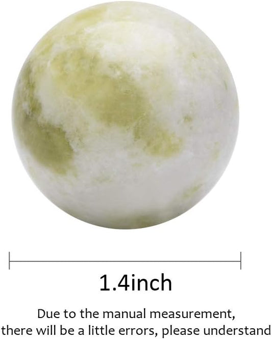 BRABUD 1.4'' Light Green Marble Baoding Chinese Health Exercise Stress Balls in Natural Stone Craft Collection BS003
