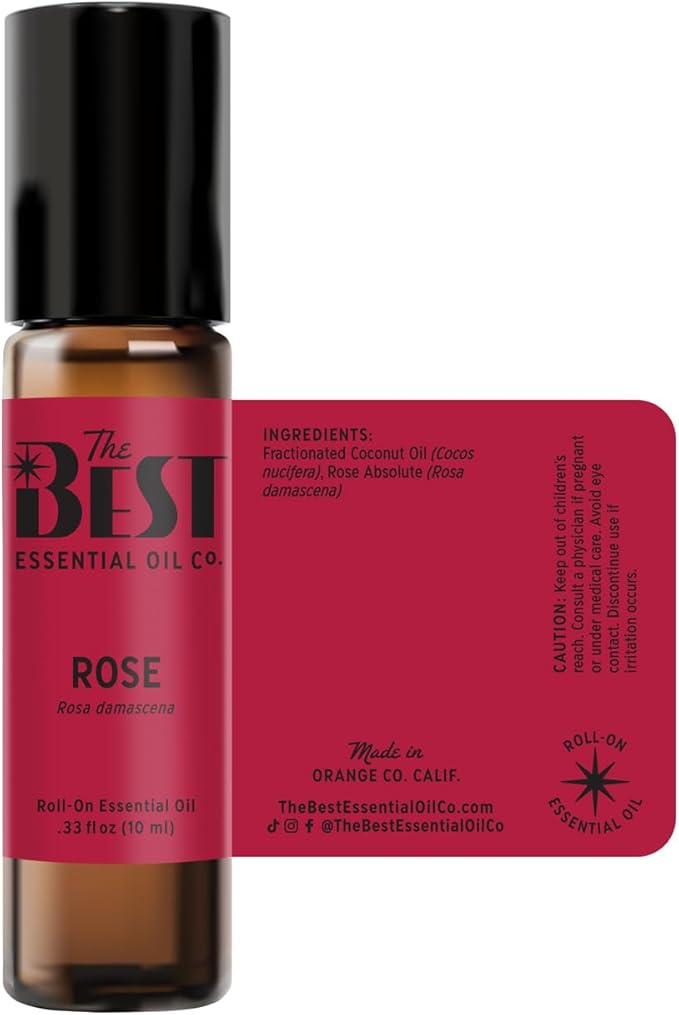 The Best Rose Essential Oil Roll-On- Premium Grade- Pre-Diluted in Coconut Oil- Ready to Use- 10 ml (.33 fl oz)
