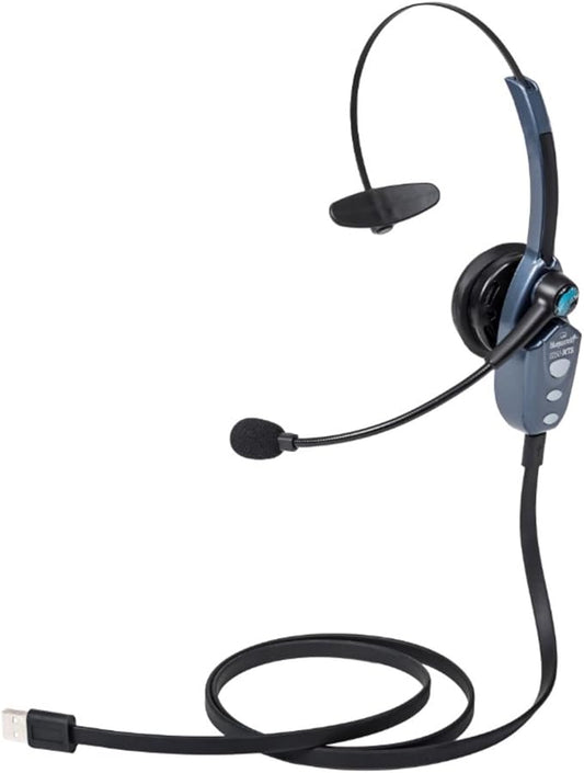 BlueParrott B250-XTS Mono Bluetooth Wireless Headphones 91% Noise Canceling Over Head Trucker Headset with Mic, Lightweight Design with Adjustable Headband, 20 hrs. Talk Time, Blue