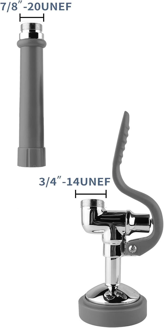 Pre Rinse Sprayer Commercial Sink Sprayer Head,1.42GPM Spray Valve Dish Spray Nozzle with Ergonomic Handle, Commercial Faucet Parts for Commercial Kitchen Sink,Chrome Finished（Gray）