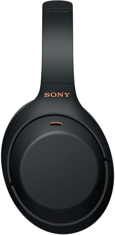 Sony WH-1000XM4 Wireless Noise Canceling Overhead Headphones with Mic for Phone-Call, Voice Control, Black, with USB Wall Adapter and Microfiber Cleaning Cloth - Bundle