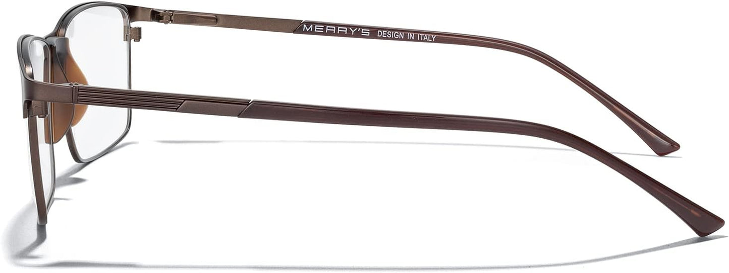 MERRY'S Fashion Blue Light Blocking Glasses - Reading Glasses Metal Frame Spring Hinge Readers for Men Eyeglasses