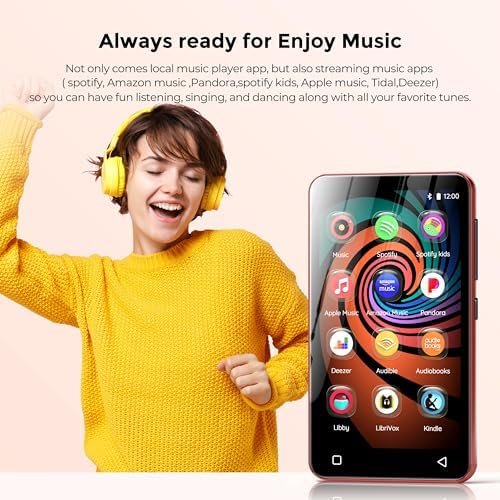 innioasis 160GB MP3 Player with Bluetooth and WiFi, Android Music Player with Spotify,Amazon Music,Pandora,4" Full Touch Screen MP3 Player with Audible,Libby,Audiobooks (Black_Red)