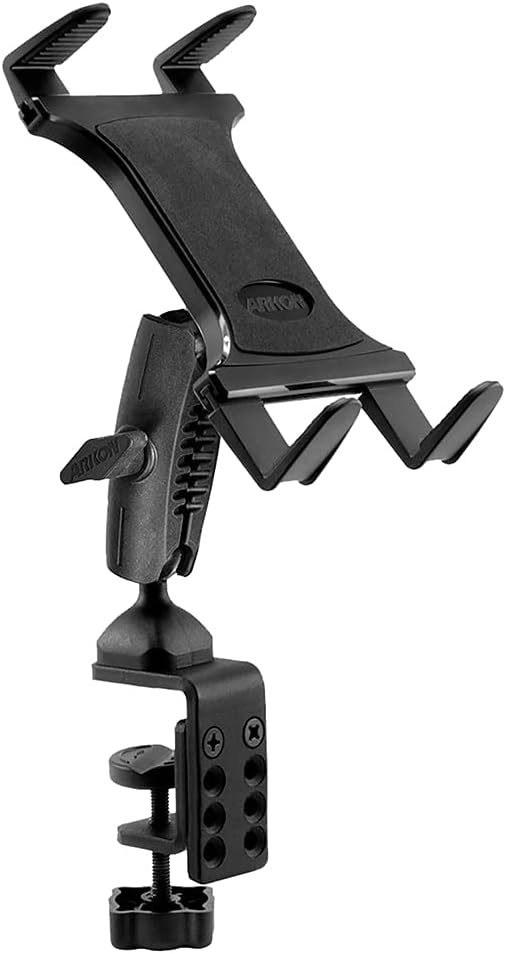 ARKON Mounts Heavy-Duty Clamp Slim-Grip Tablet Mount | Universal Tablet Fit | Solid C-Clamp | 360° Adjustable Viewing Angle | Compatible with iPad, Galaxy, Note, Tab, Pixel and more | TABRM086