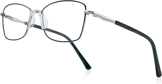 RB. Pilot Reading Glasses Spring Hinge Readers for Women Blue Light Blocking Computer Metal Frame Acetate Legs
