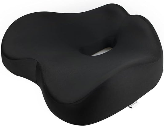 Pressure Relief Seat Cushion for Long Sitting Hours on Office, Home Chair, Car Memory Foam Office Chair Cushion for Back, Coccyx, Tailbone Pain Relief（Black）