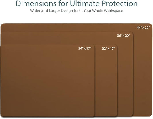 Vine Creations Leather Desk Pad - Large 36" x 20", Desk Protector with PU Leather, Mouse Pad, Blotter for Office (Brown)