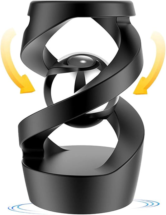 Metal Illusion Fidget Spinner, Gravity Defying Kinetic Desk Toy, Entertain and Relax - Office Ornaments and Gifts (Black: Silver Beads)