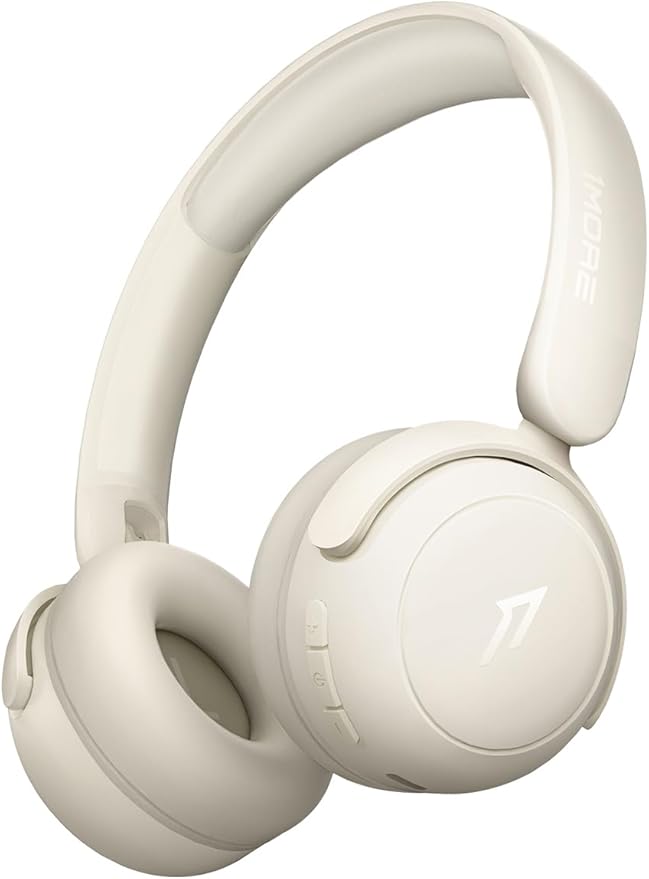 1MORE HQ20 Wireless On-Ear Headphones with Microphone, 85dB Safe Volume, 65H Playtime, Lightweight Foldable Bluetooth Headphones for School/Travel, Android and iOS Compatible, White