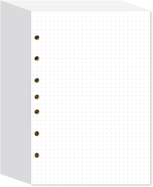 Dotted Filler Paper Pack of 300 Sheets, 7 Hole Punched Planner Refills 5 1/2 x 8 1/2 Inches, Fit 3 or 7 Ring Mini Binders