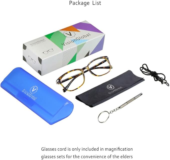 VisionGlobal Blue Light Blocking Glasses for Women, Anti Eyestrain, Computer Reading, TV Glasses, Stylish Square Frame, Anti Glare(Brown Tortoise,+5.50 Magnification)