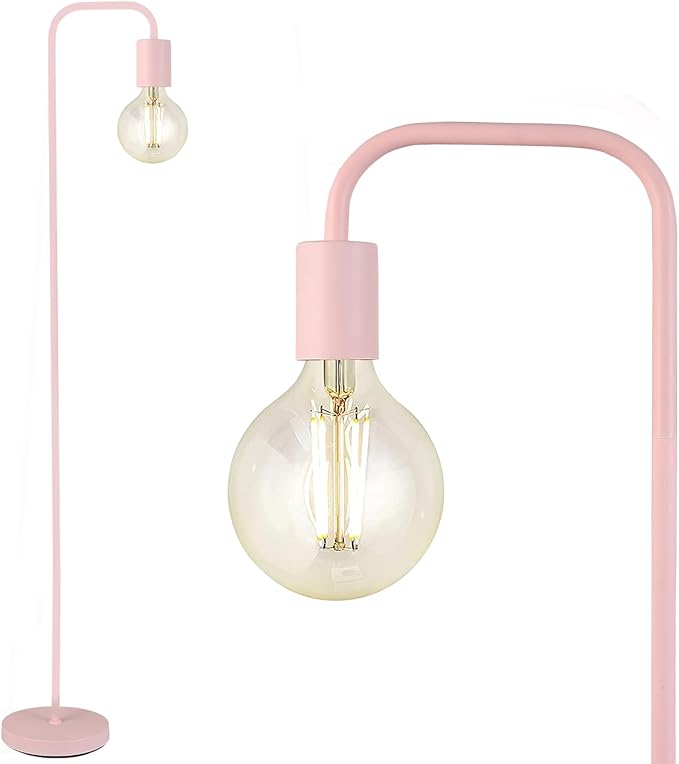 BoostArea Floor Lamp, Modern Cute Pink Floor Lamp, 63Inch Metal Standing Lamp, E26 Socket, On/Off Footswitch, ETL Listed, Tall Thin Skinny Cool Floor Lamp for Living Room, Bedroom Decor, Minimalist