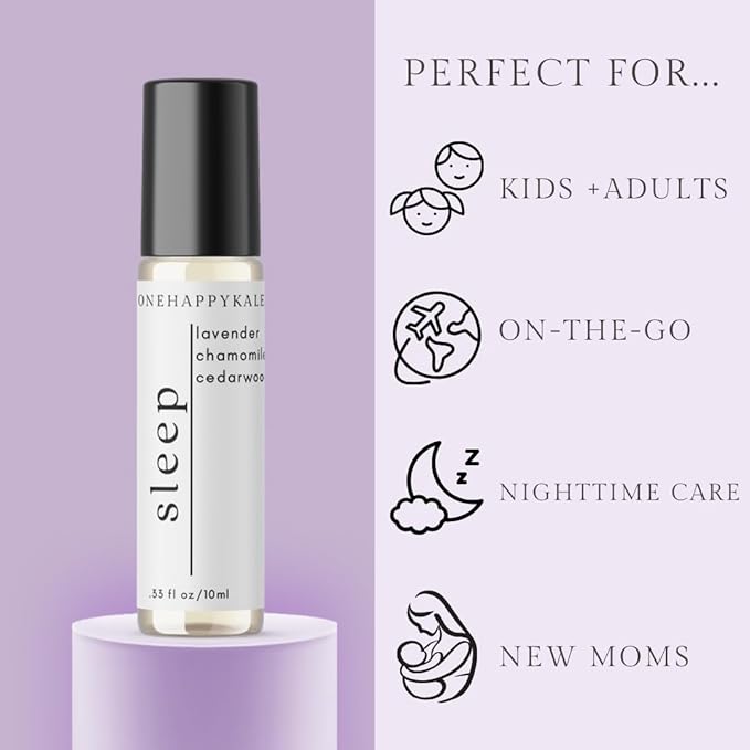 Sleep Essential Oil Roll-On 10ml – Relaxing Aromatherapy with Lavender, Cedarwood & Roman Chamomile for Deep Sleep & Stress Relief – Therapeutic Grade, Natural Oils, Acne-Safe, Vegan & Cruelty-Free