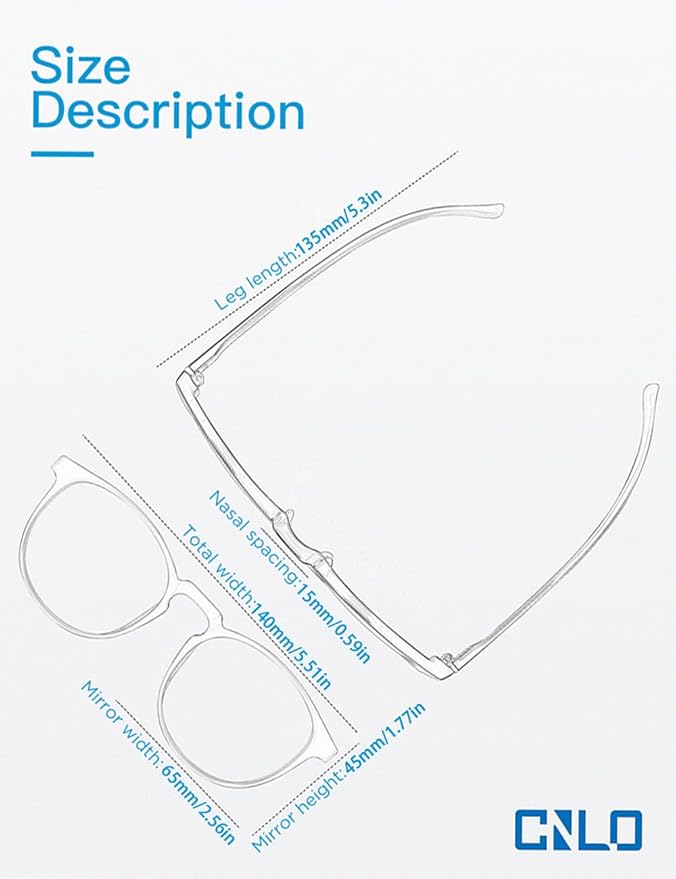 CNLO Blue light blocking Glasses,Computer Gaming Glasses,TV Glasses，For UV Protection, Anti Eyestrain,Lightweight Frame Eyewear,Transparent Men/Women (Crystal)