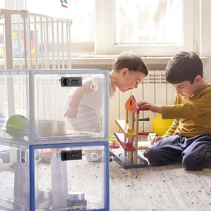 SANIDIKA Large Lockbox Medicine Lock Box - Refrigerator Lockable Boxes for Food Storage - Childproof First AID Locking Cabinet Pill Case Medical Organizer Bin - Mobile Tablet Locker Cell Phone Jail