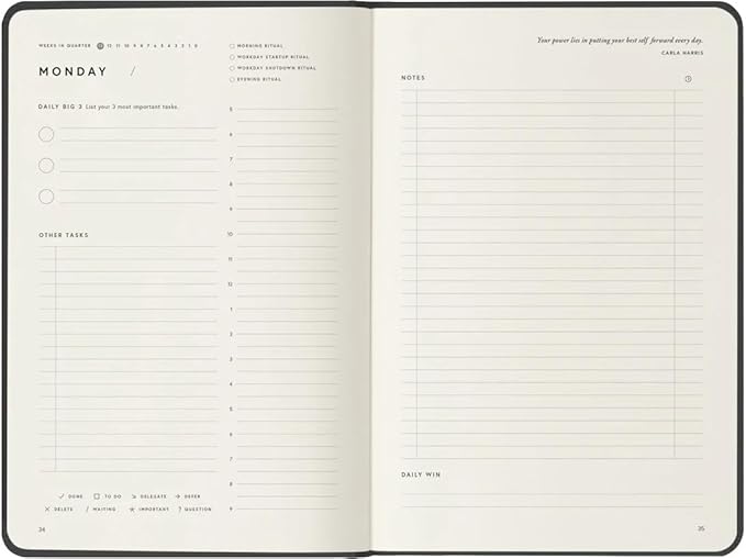 Full Focus French Blue Leather Planner by Michael Hyatt - The #1 Daily Planner to Set Annual Goals, Increase Focus, Eliminate Overwhelm, and Achieve Your Biggest Goals - Hardcover