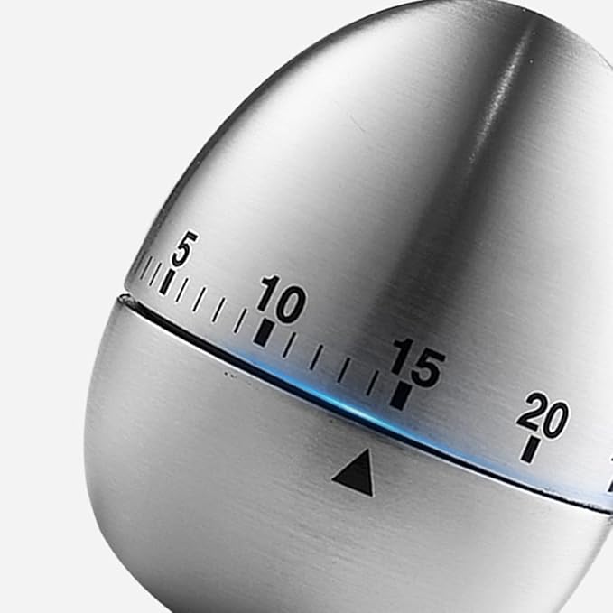 Egg Kitchen Timer Manual, Stainless Steel Mechanical Rotating Alarm 60 Minutes Count Down Cute Egg-Shaped Timer for Kitchen Cooking Learning Kids Sports